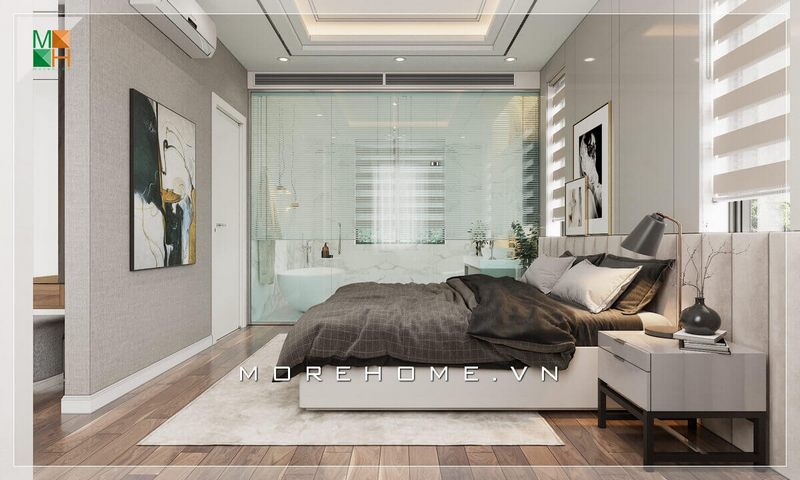 Mẫu giường ngủ sofa cao cấp thiết kế đầu giường to và rộng tạo cảm giác an toàn cho người ngủ được sâu giấc hơn.