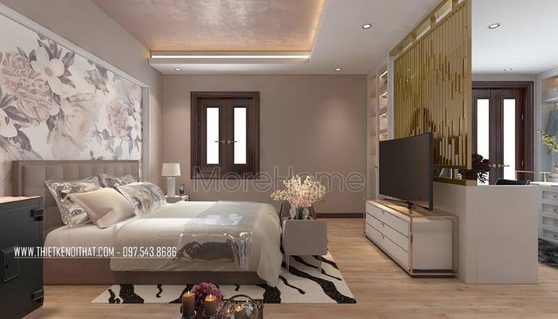 Thiết kế nội thất phòng ngủ vợ chồng đẹp phong cách hiện đại toát lên vẻ đẹp tươi trẻ, tràn đầy sức sống