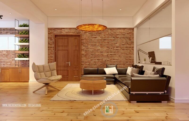 Bộ sofa da hiện đại góp phần tạo nên sự sang trọng và đẳng cấp cho phòng khách căn hộ chung cư.